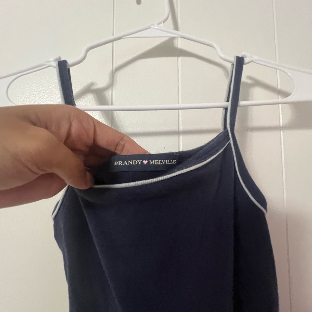 Brandy Melville Dark Blue Camisole with White Accents